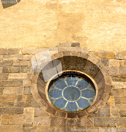 Image of rose window  italy  lombardy     in  the barza   old   church   