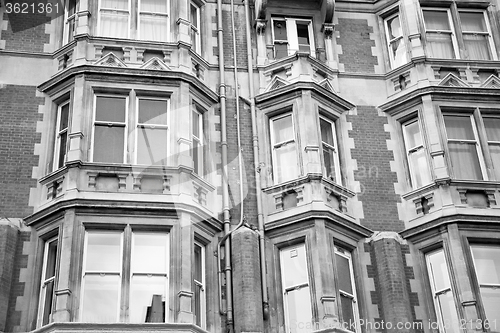 Image of window in europe london old red brick wall and      historical 