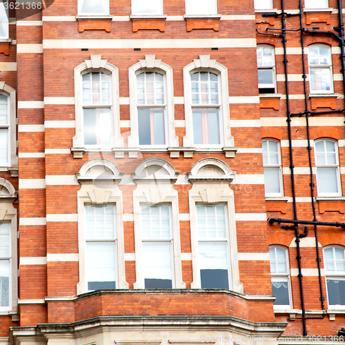 Image of window in europe london old red brick wall and      historical 