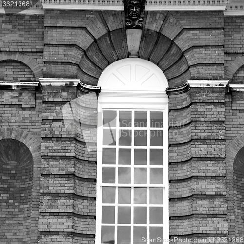 Image of window in europe london old red brick wall and      historical 