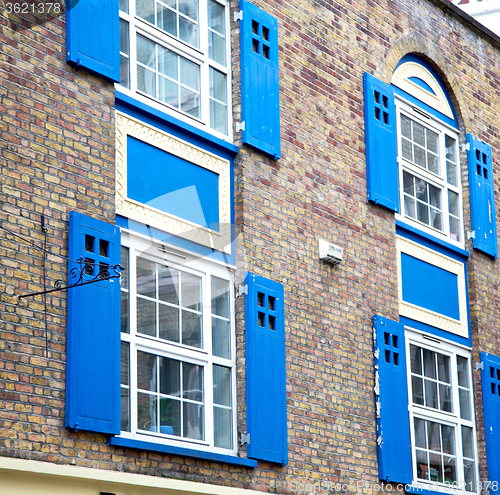 Image of old window in europe london  red brick wall     and      histori