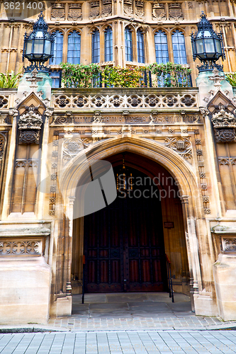 Image of parliament in london old church door and marble antique  wall