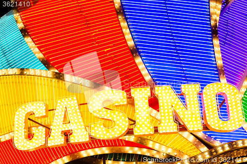 Image of Neon casino sign lit up at night