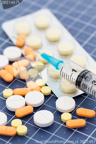 Image of Drugs and injection syringe