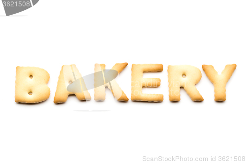 Image of Word bakery cookie isolated on white background 