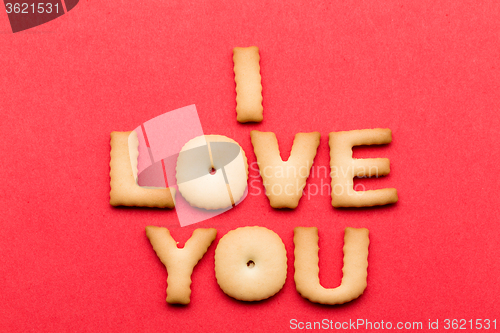 Image of I Love You Cookie over the red background