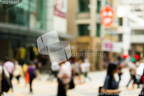 Image of Motion blurred crowded people in Hong Kong city 