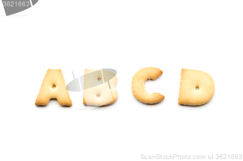 Image of Letter ABCD biscuit isolated on white background 