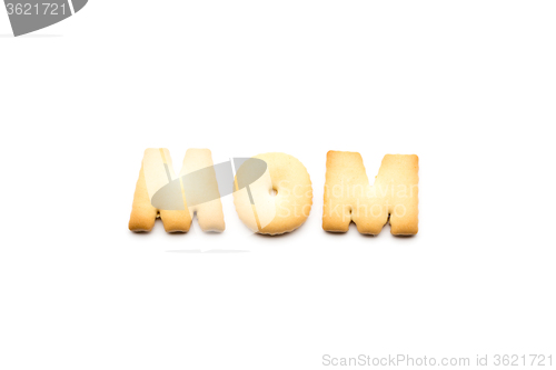 Image of Word mom cookie isolated on white background 