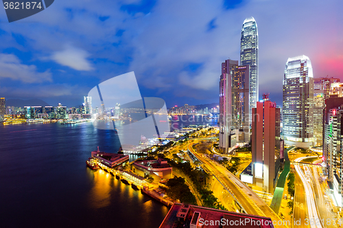 Image of Crowded downtown and building in Hong Kong 