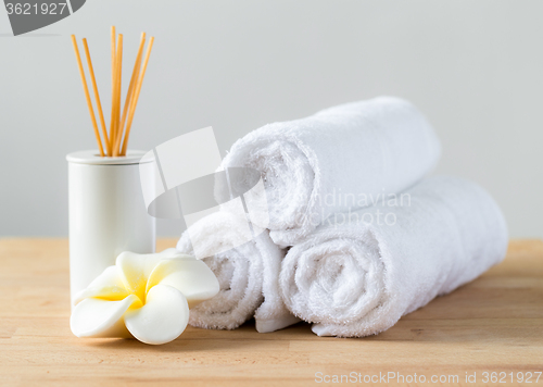 Image of Aromatherapy spa plumeria and towel