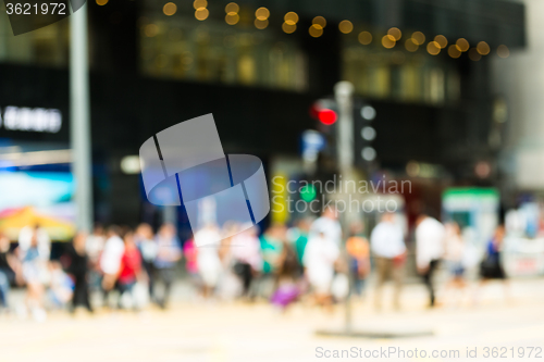 Image of Blurred background crowded people in Hong Kong city