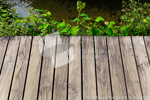 Image of Wooden floor over the river