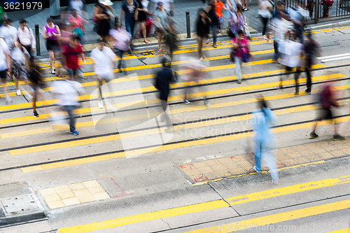 Image of Busy Crossing Street in Hong Kong