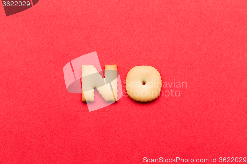 Image of Word no cookie over the red background