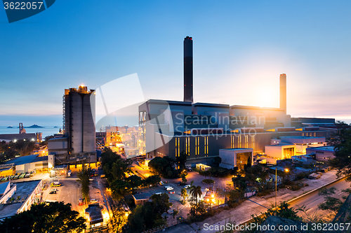 Image of Industrial plant in Hong Kong during sunset