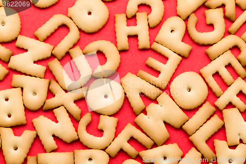 Image of Word cookies over red background