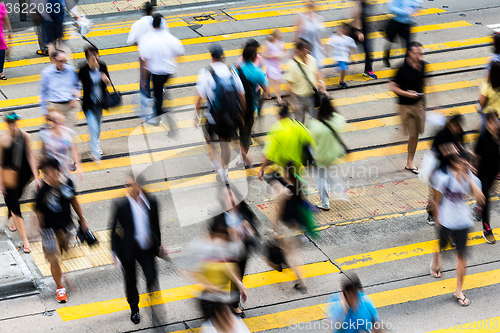 Image of Bokeh view of Hong Kong Busy street