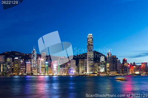 Image of Hong kong city skyline at night 