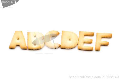 Image of Letter ABCDEF biscuit isolated on white background 