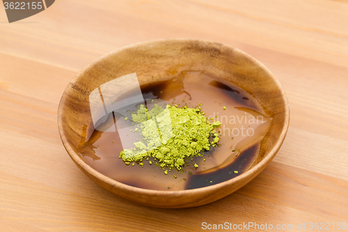 Image of Japanese jelly with green tea powder