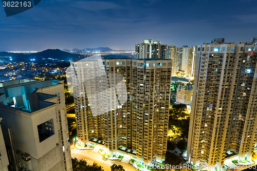 Image of Hong Kong residential building at night