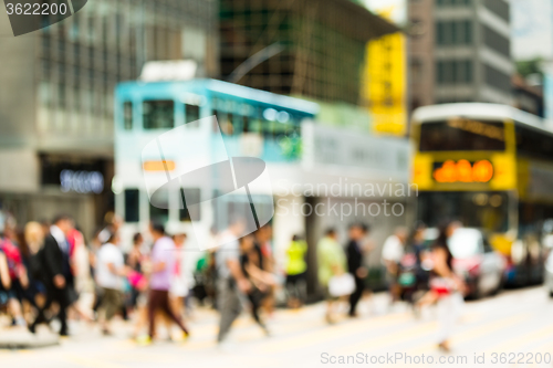 Image of Crosswalk and pedestrian at street in hong kong