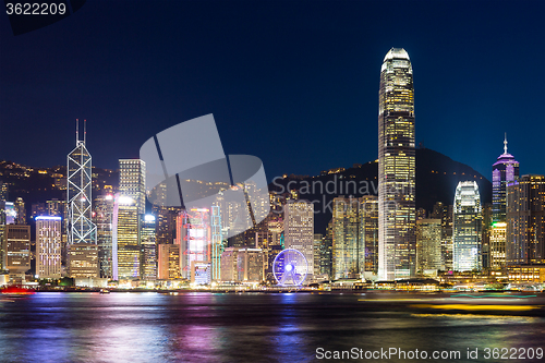 Image of Hong Kong Island, Victoria Harbour at night