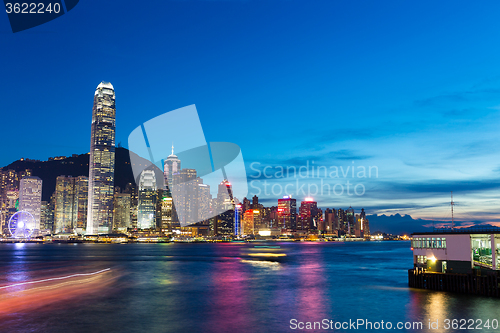 Image of Skyline and cityscape of modern city hongkong at night