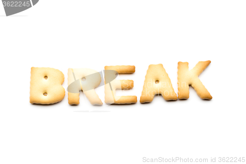 Image of Word break biscuit isolated on white background 