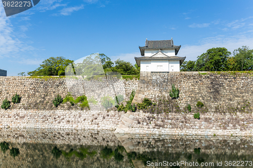 Image of Reflection in the Moat with a Turret of Osaka Castle in Osaka, J