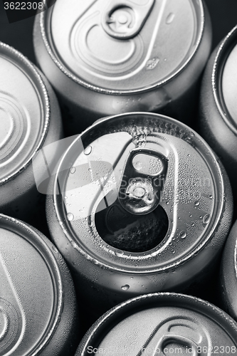 Image of Open Aluminum Soft Drink Can With Water Drops