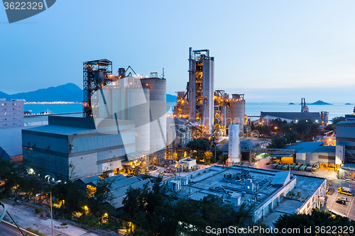 Image of Cement factory exposed in the night