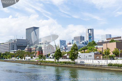 Image of Osaka business district in nakanoshima park