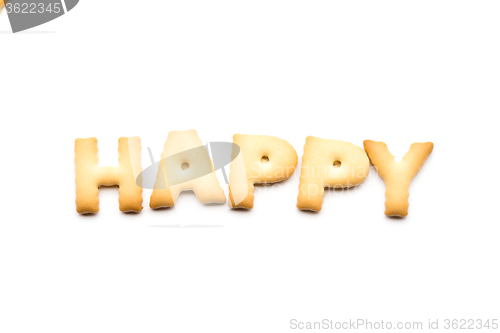 Image of Word happy cookie isolated on white background 