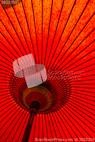 Image of Low angle of a red japanese Umbrella