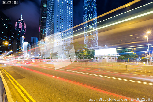 Image of Hong Kong commerical district with busy traffic