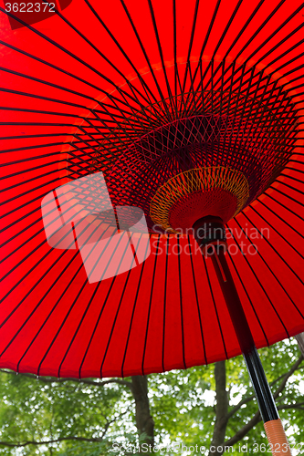 Image of Japan traditional red umbrella