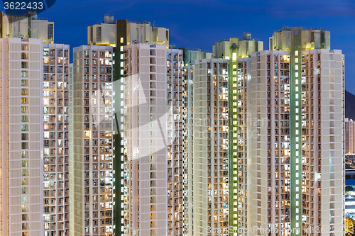 Image of Apartment building in Hong Kong at night