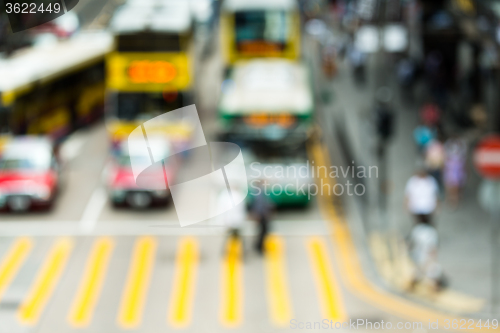 Image of Blurred background crowded people in Hong Kong city