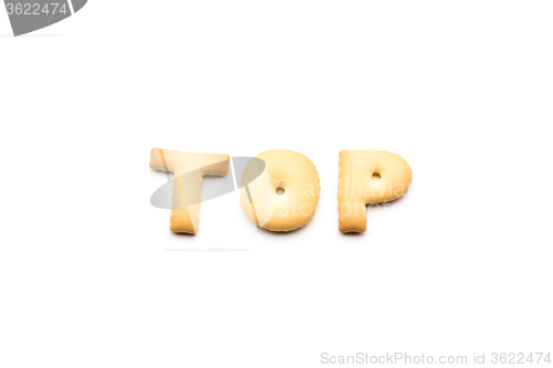 Image of Word top biscuit isolated on white background 