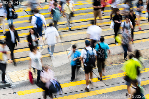 Image of Busy Crossing Street in Hong Kong, China