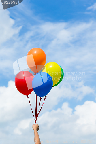 Image of Colorful balloons with blue sky 