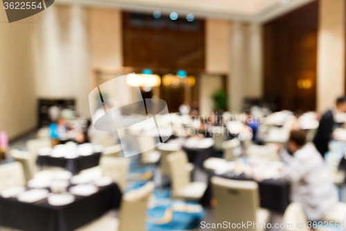 Image of Blur background with light bokeh of restaurant