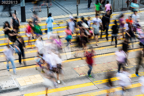 Image of Busy pedestrian crossing in Hong Kong