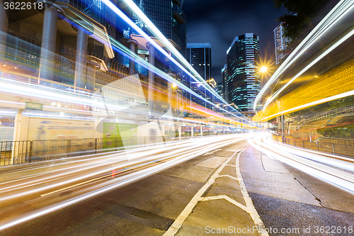 Image of Modern city at night in hongkong