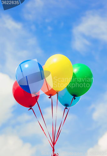 Image of Colorful balloons with sunshine