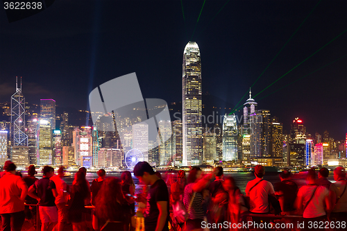 Image of Group of people watching the light show in Hong Kong