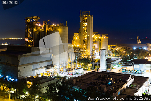 Image of Cement factory at night