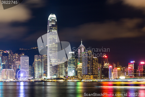 Image of Hong Kong Victoria Harbour cityscape at night.